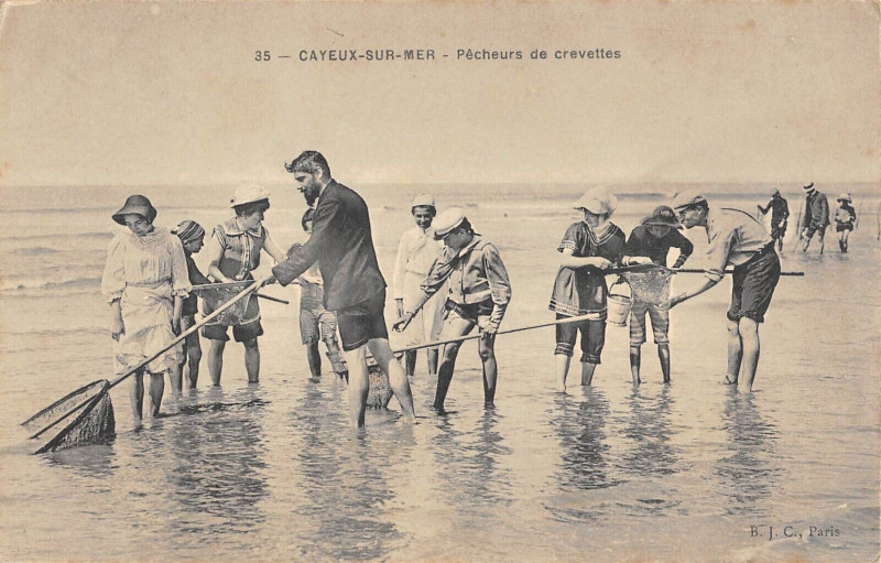 Carte postale ancienne Cayeux Sur Mer Pecheurs De Crevettes à Cayeux-sur-Mer