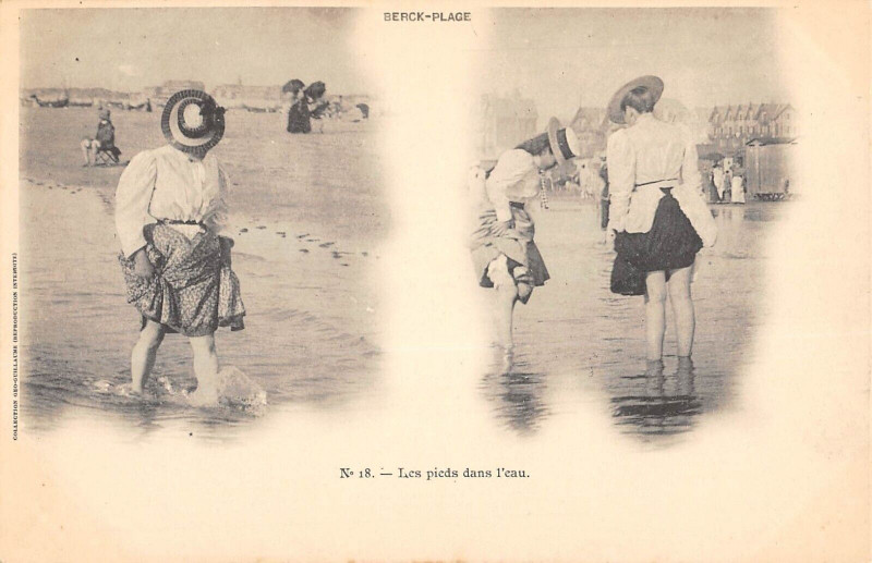 Carte postale ancienne Berck Plage Les Pieds Dans L'Eau à Berck