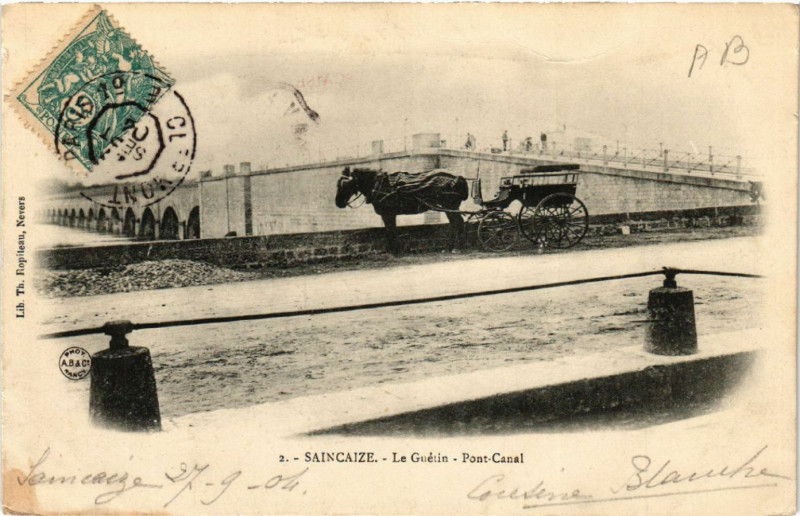 Carte postale ancienne Saincaize - Le GUERin - Pont-Canal