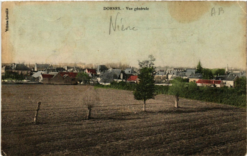 Carte postale ancienne Dornes - Vue générale à Dornes