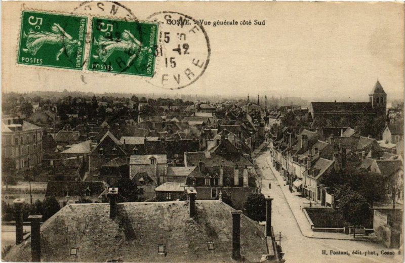 Carte postale ancienne Cosne - Vue générale cote Sud