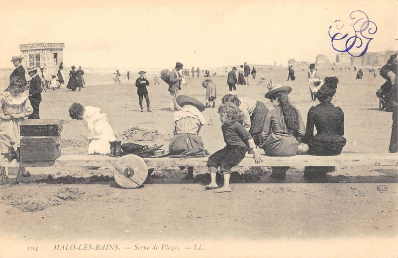 Carte postale ancienne Malo Les Bains Scene De Plage