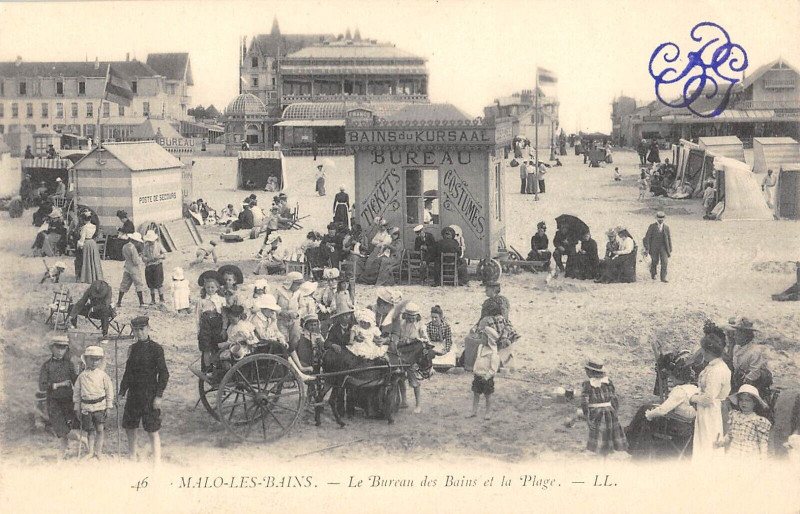 Carte postale ancienne Malo Les Bains Le Bureaudes Bains Et La Plage
