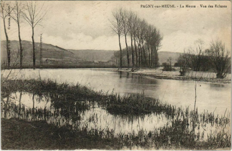Carte postale ancienne Pagny-sur-Meuse La Meuse Vue des Ecluses à Pagny-sur-Meuse