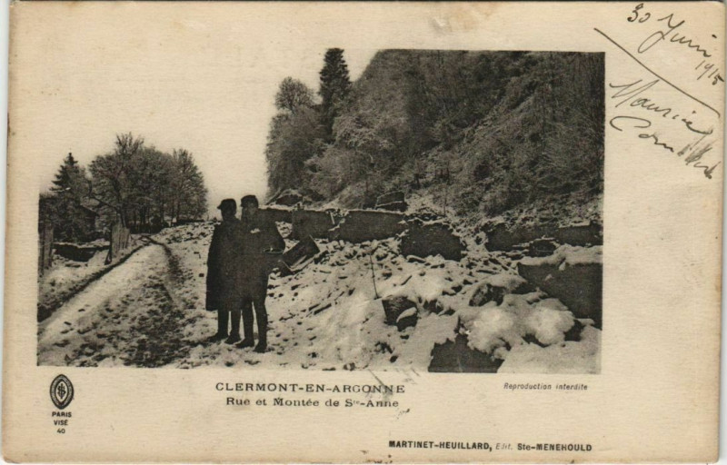 Carte postale ancienne Clermont-en-Argonne Rue et Montée de Saint-Anne à Clermont-en-Argonne