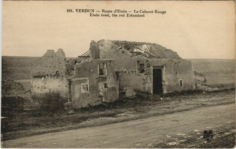Carte postale ancienne Verdun Route d'Etain La Cabaret Rouge Etain road the red Estaminet à Verdun