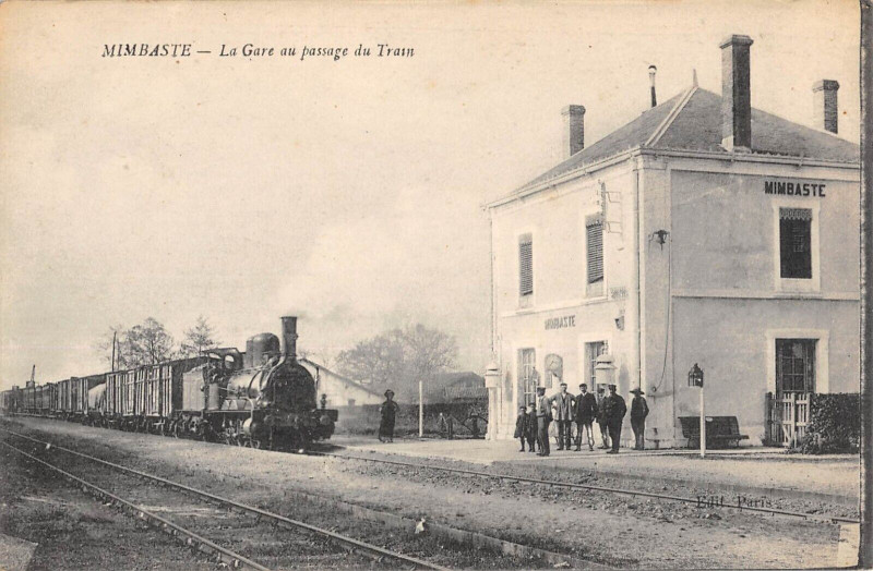 Carte postale ancienne Mimbaste La Gare Au Passage Du Train à Mimbaste