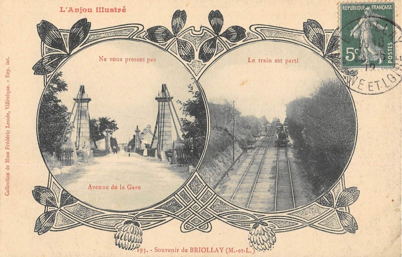 Carte postale ancienne Souvenir De Briollay (Train à Briollay