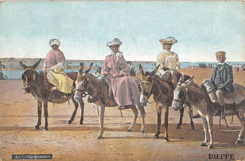 Carte postale ancienne Dieppe Un Quator Anes à Dieppe