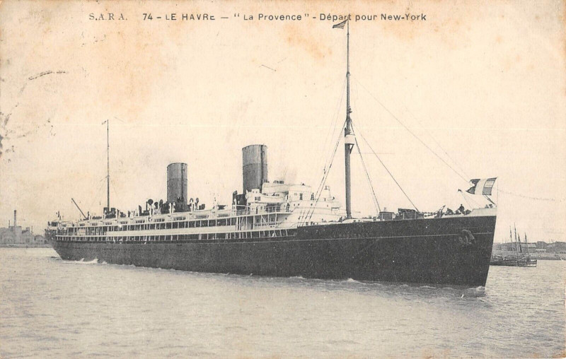 Carte postale ancienne Le Havre La Provence Depart Pour New York au Havre