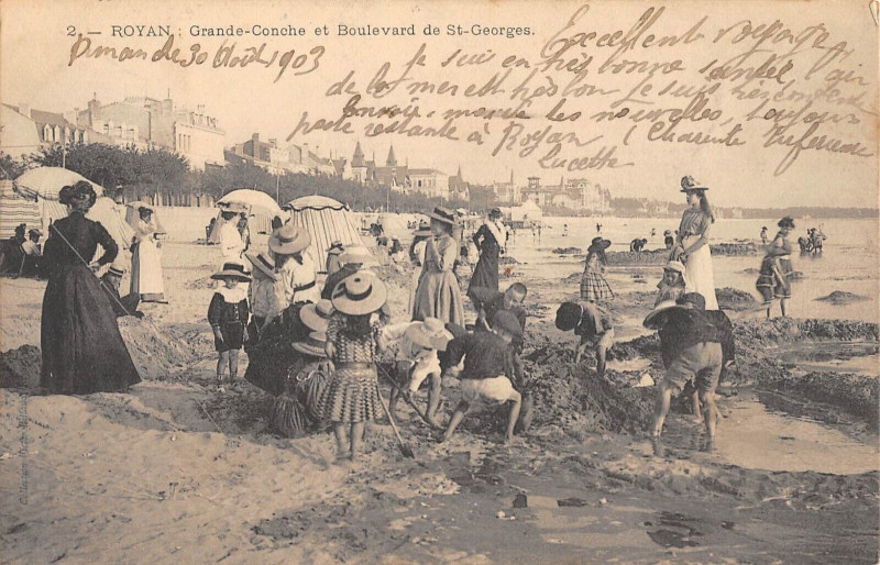 Carte postale ancienne Royan Grande Conche Et Boulevard Saint Georges à Royan