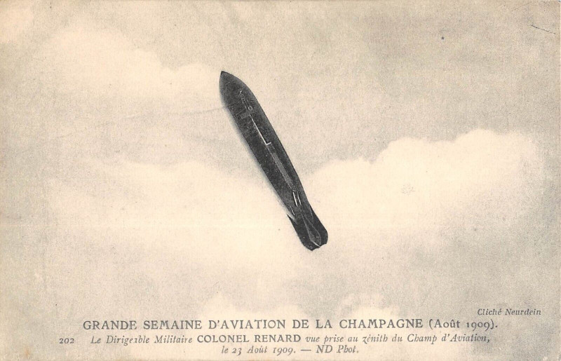 Carte postale ancienne Aviation Gde Semaine Aviation Champagne 1909 Dirigeable Colonel Renard Zenit