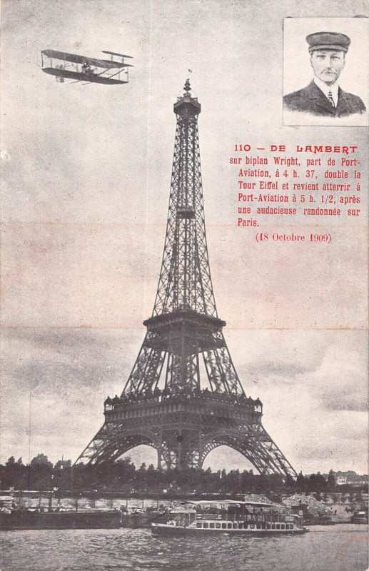 Carte postale ancienne Aviation De Lambert Sur Biplan Wright Part De Port Aviation