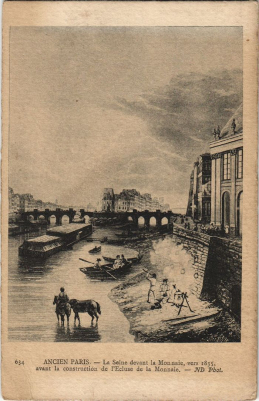 Carte postale ancienne Ancien Paris La Seine devant la Monnaie