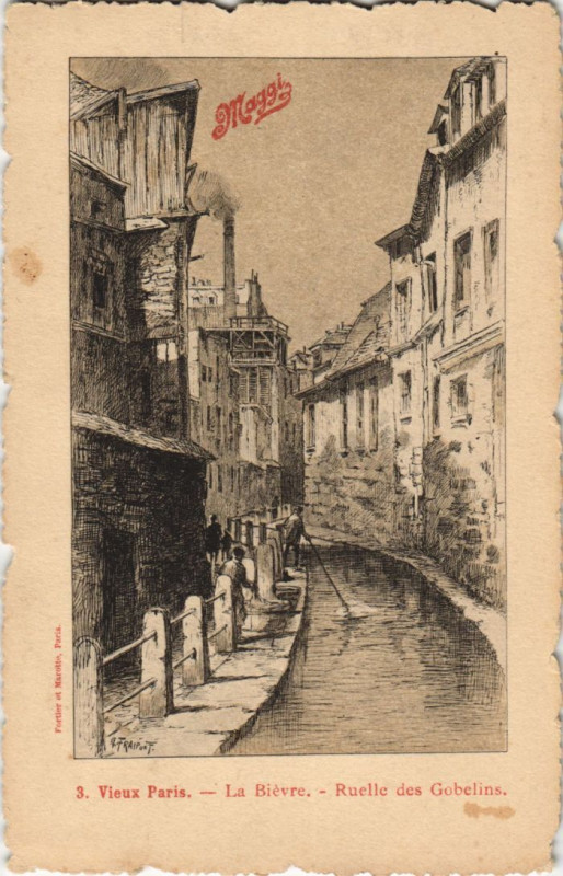 Carte postale ancienne Ancien Paris La Bievre Ruelle des Gobelins à Paris 13e