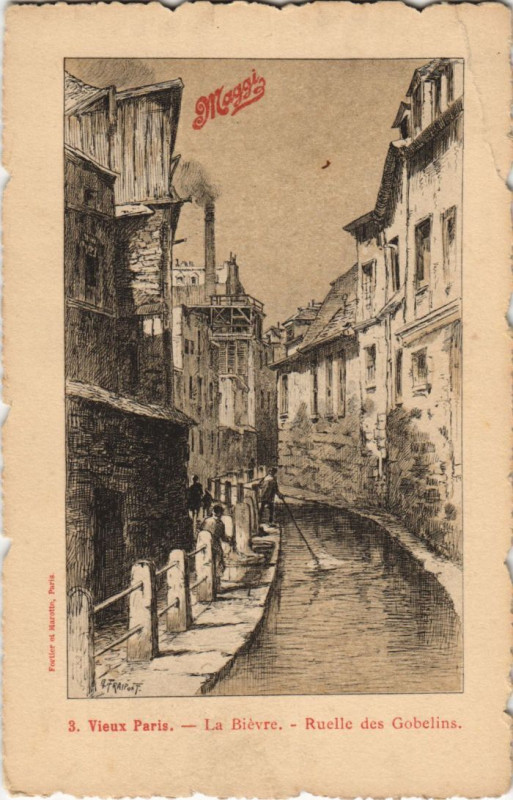 Carte postale ancienne Ancien Paris La Bievre Ruelle des Gobelins à Paris 13e