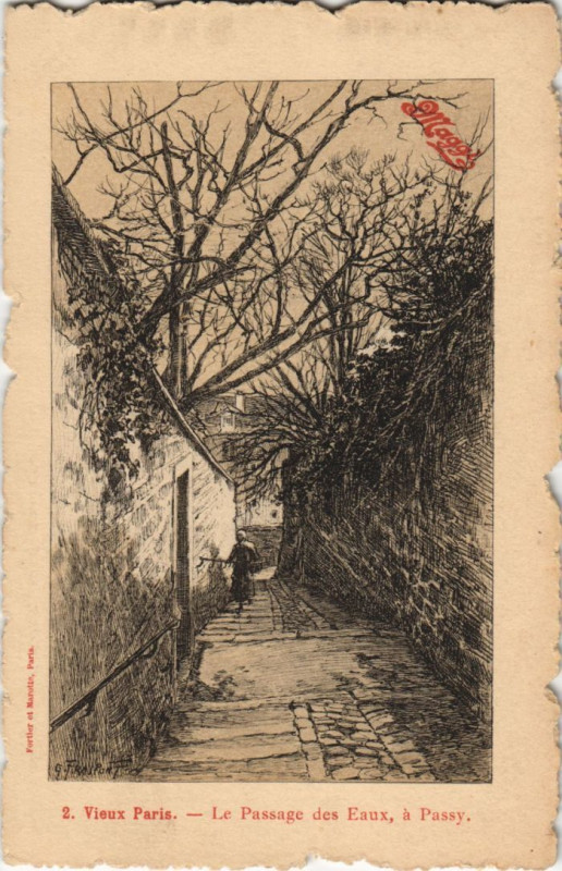 Carte postale ancienne Le Passage des Eaux, à Passy à Paris 16e