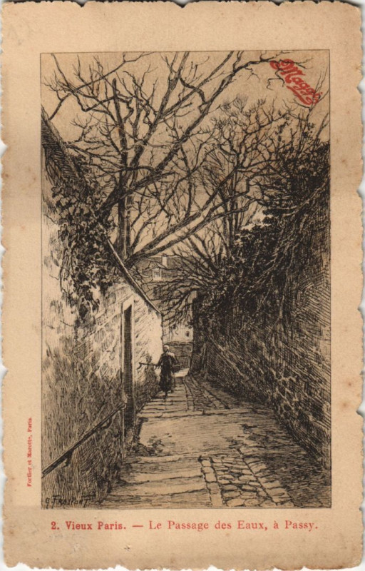 Carte postale ancienne Le Passage des Eaux, à Passy à Paris 16e