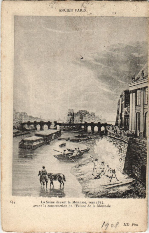 Carte postale ancienne Ancien Paris La Seine devant la Monnaie