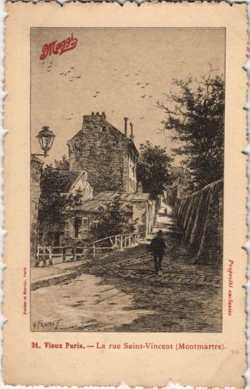 Carte postale ancienne La rue Saint-Vincent (Montmartre) à Paris 18e