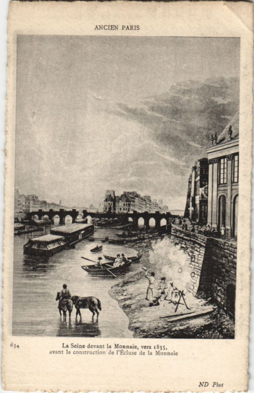Carte postale ancienne Ancien Paris La Seine devant la Monnaie