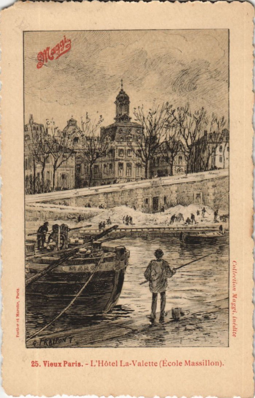Carte postale ancienne Ancien Paris hotel La Valette Ecole Massillon