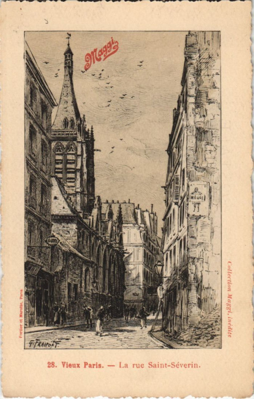 Carte postale ancienne Ancien Paris Rue Saint-Severin