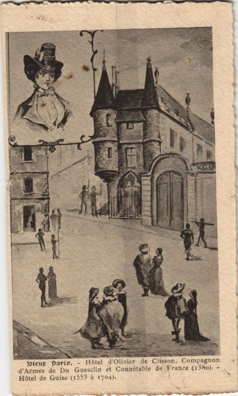 Carte postale ancienne Ancien Paris hotel d'Olivier de Clisson
