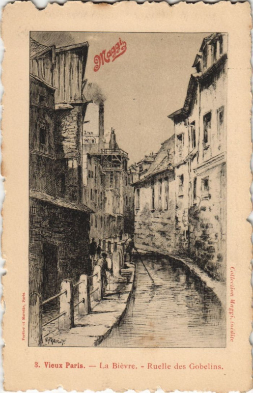 Carte postale ancienne Ancien Paris La Bievre Ruelle des Gobelins à Paris 13e