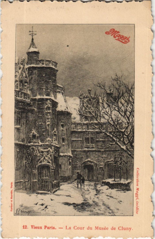 Carte postale ancienne Ancien Paris Cour du Musee de Cluny