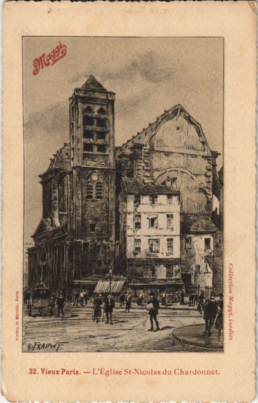 Carte postale ancienne Ancien Paris Eglise Saint-nicolas du Chardonnet