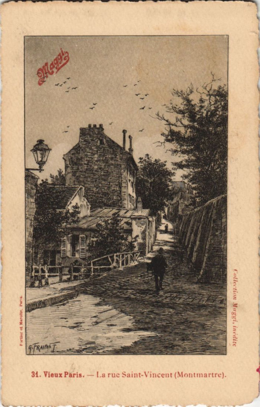 Carte postale ancienne La rue Saint-Vincent (Montmartre) à Paris 18e