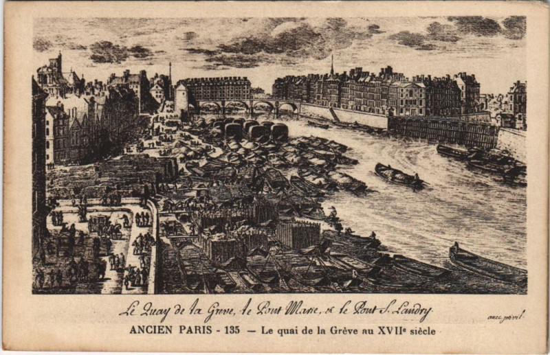 Carte postale ancienne Ancien Paris Quai de la Greve