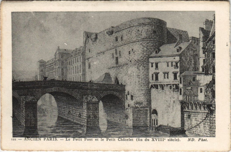 Carte postale ancienne Ancien Paris Le Petit Pont et petit Chatelet