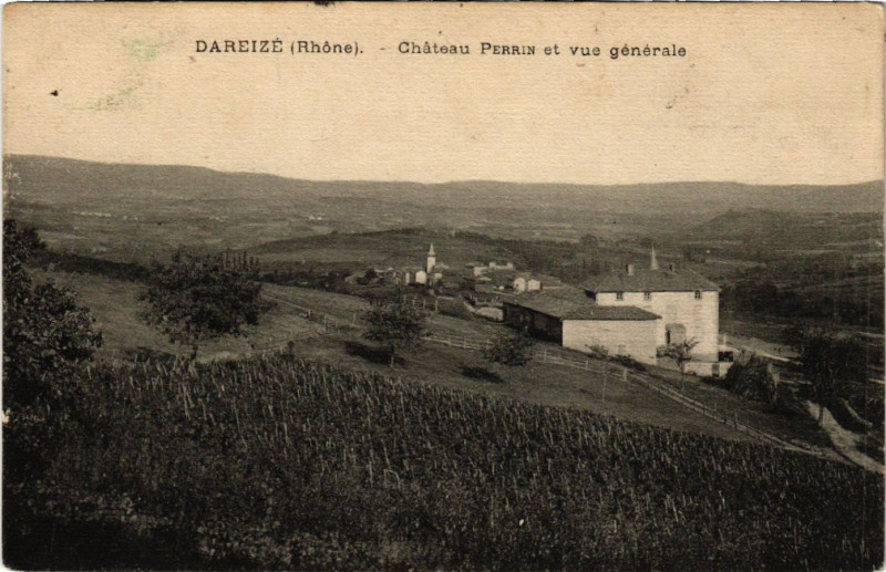 Carte postale ancienne Dareize Chateau Perrin et vue générale