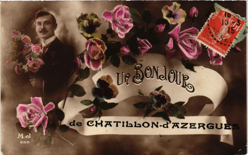 Carte postale ancienne Un Bonjour de Chatillon-d'Azergues