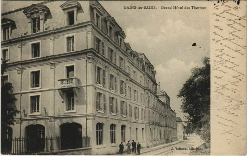 Carte postale ancienne Bains-les-Bains - Grand Hotel des thermes à Grand