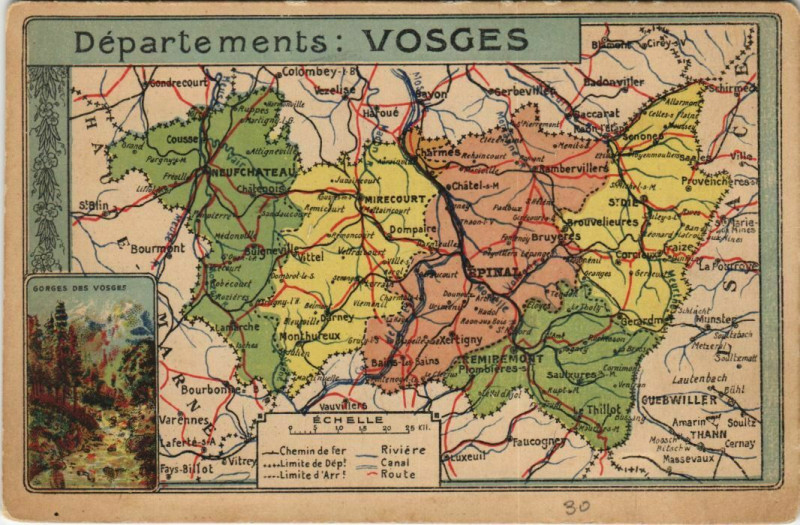 Carte postale ancienne Departments - Vosges