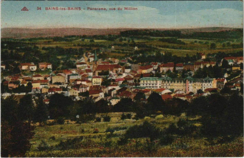 Carte postale ancienne Bains-les-Bains - Panorama vue du million