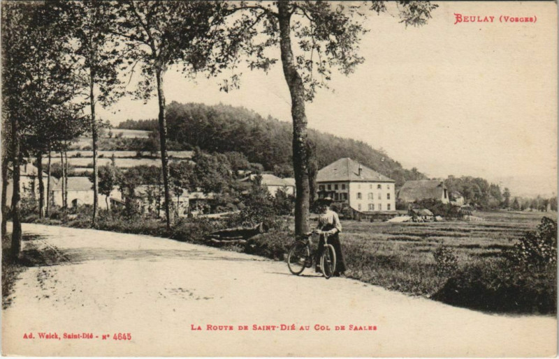 Carte postale ancienne Beulay - La route de Saint-Dié