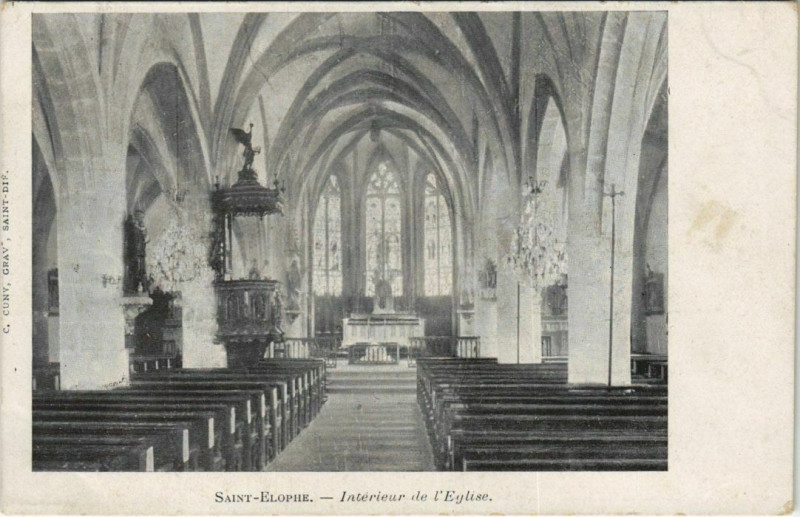 Carte postale ancienne Saint-Elophie - Interieur de l'Eglise