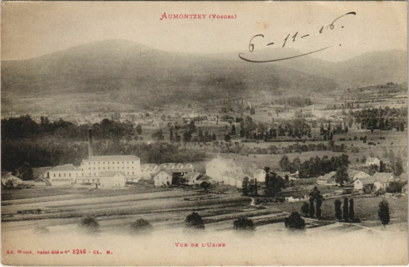 Carte postale ancienne Aumontzey - Vue de l'Usine