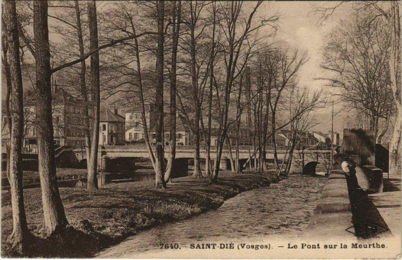 Carte postale ancienne Saint-Die - Le pont sur la meurthe