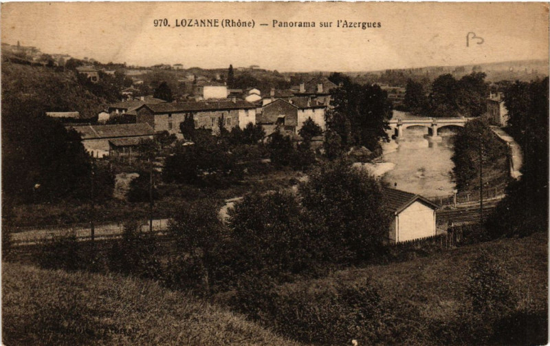 Carte postale ancienne Lozanne Panorama sur l'Azergues à Lozanne