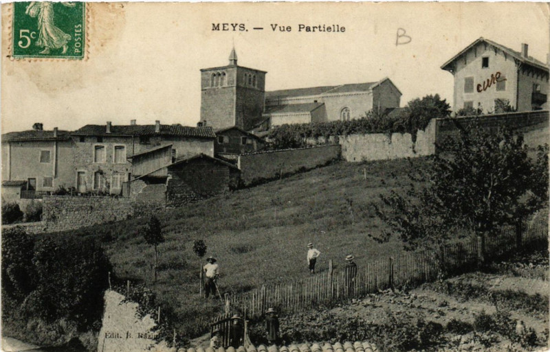 Carte postale ancienne Meys Vue partielle à Meys
