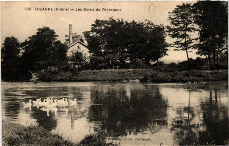 Carte postale ancienne Lozanne Les Bords de l'Azergues à Lozanne