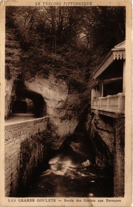 Carte postale ancienne Grands-Goulets - Sortie des Goulets aux Baraques