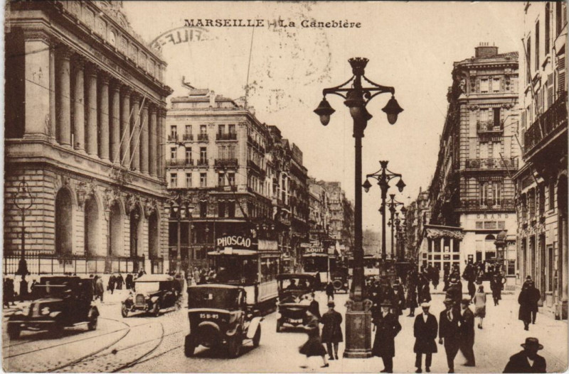 Carte postale ancienne Marseille - La canebiere à Marseille