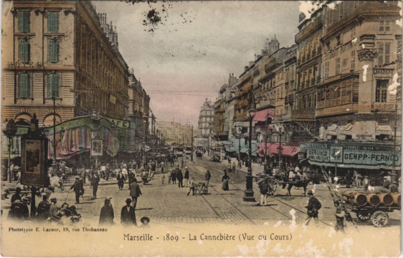Carte postale ancienne Marseille - La cannebierre à Marseille
