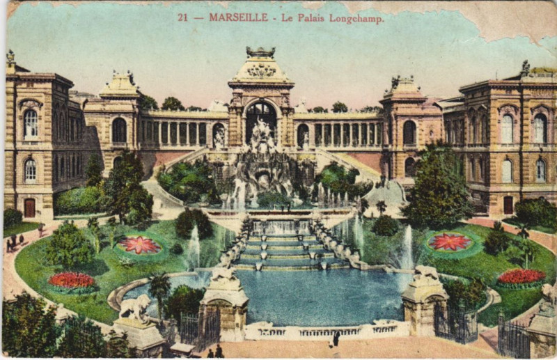 Carte postale ancienne Marseille - Le palais longchamp à Marseille